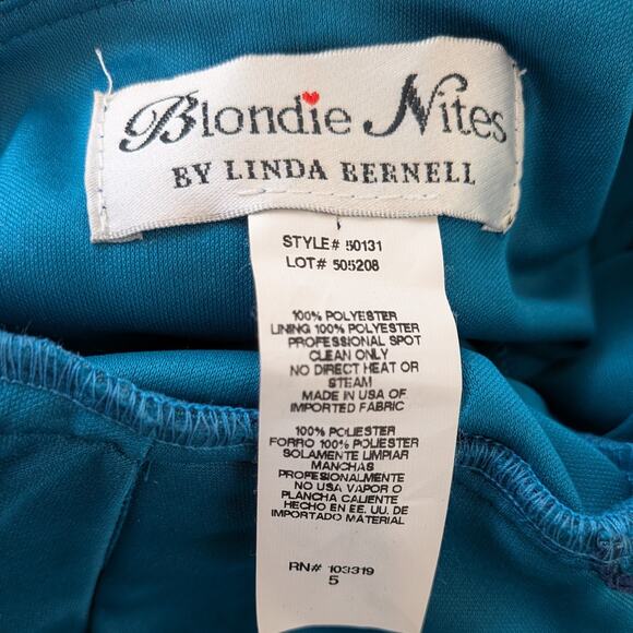 Vintage Nites Prom Dress Maxi Gown 6 Blue Teal Y2K Fairy Ombre Ruffle Glam 90s - Picture 8 of 11